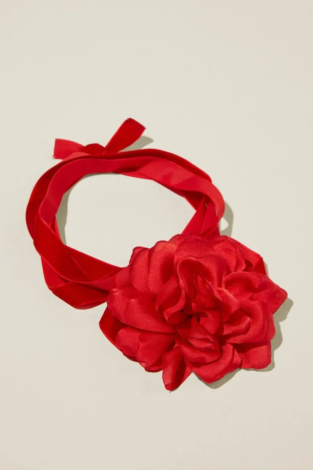 Women Jewelry Cotton On Choker Necklace Velvet Red Rose