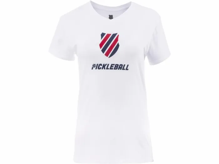 Women KSwiss Pickleball WOMENS PICKLEBALL TSHIRT Whitebluered