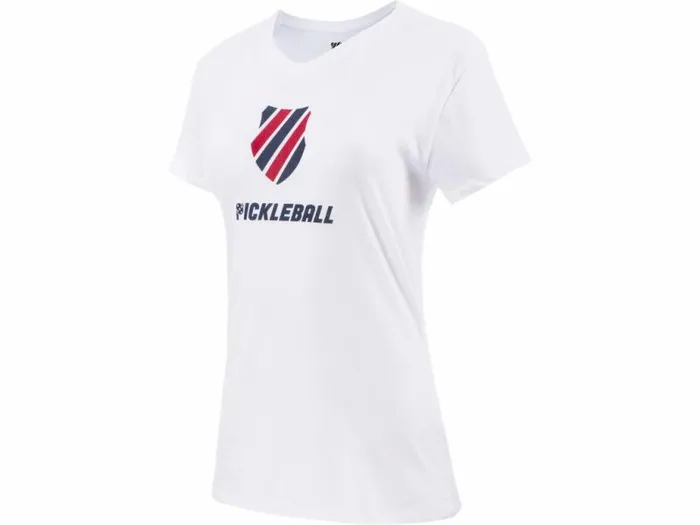 Women KSwiss Pickleball WOMENS PICKLEBALL TSHIRT Whitebluered