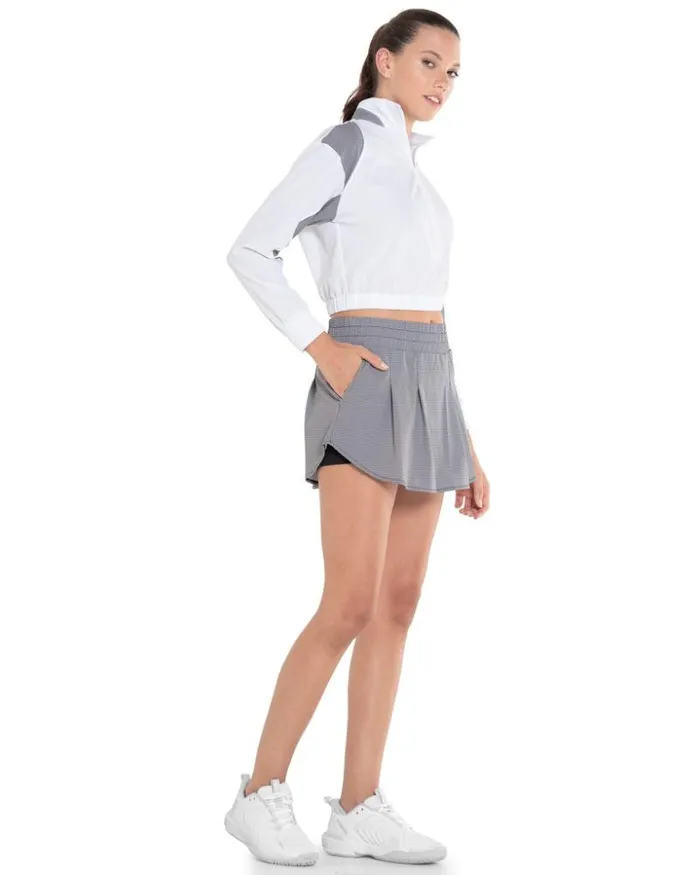 Women KSwiss TShirts and Tops CROP 14 ZIP LS Whiteblack