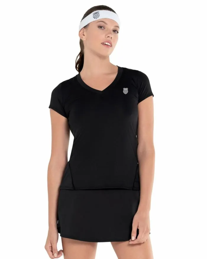 Women KSwiss TShirts and Tops EXCEL VNECK SS Black