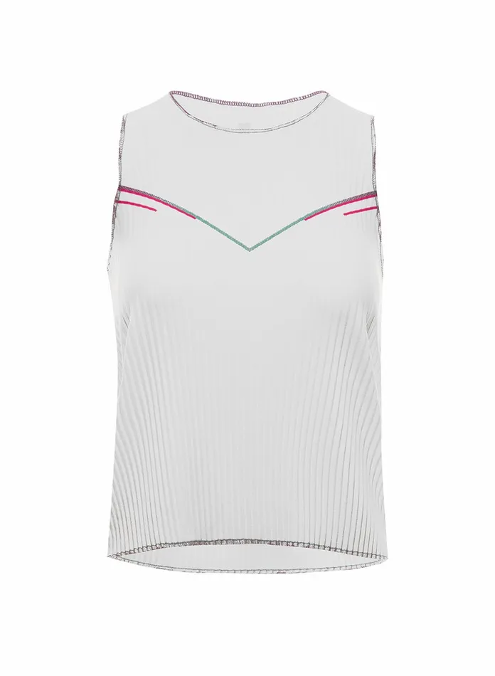 Women KSwiss Tennis and Pickleball SCULPT PLEATED TANK White Angel
