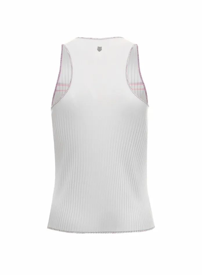 Women KSwiss Tennis and Pickleball SCULPT PLEATED TANK White Angel