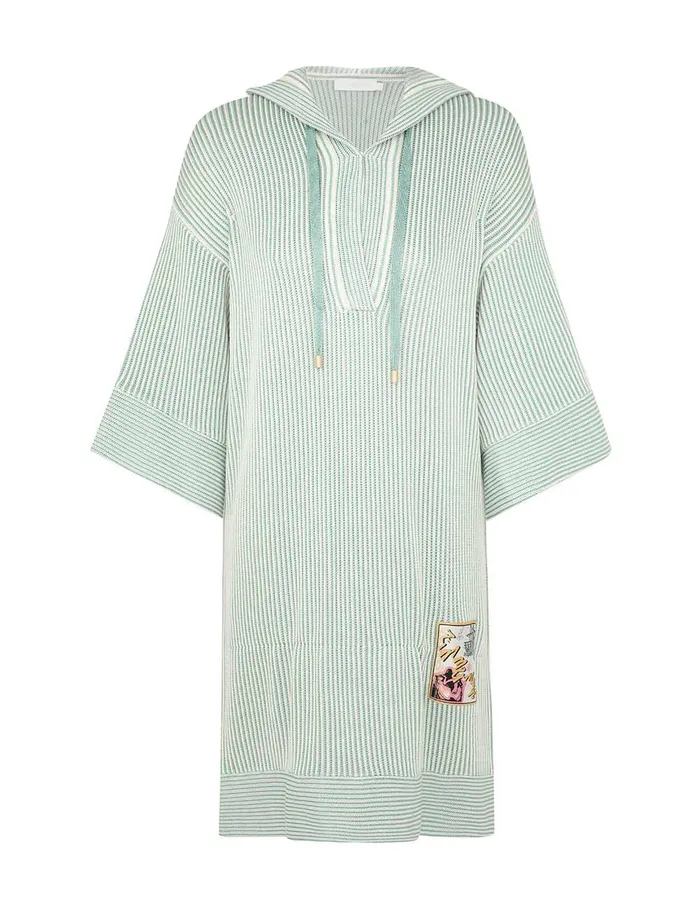Women Knitwear Zimmermann Acacia Stripe Hooded Mini Greencream