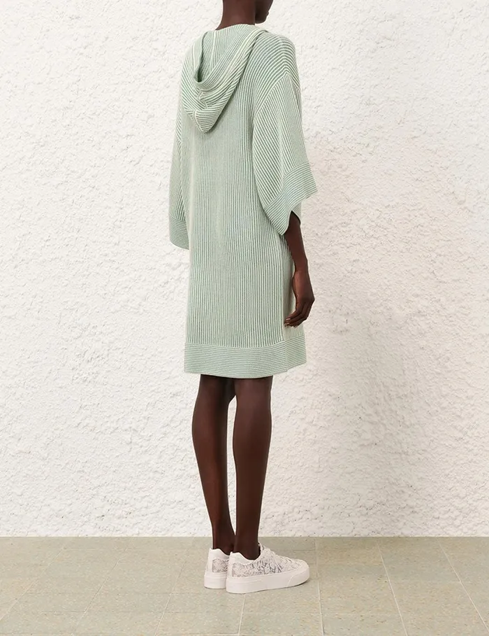 Women Knitwear Zimmermann Acacia Stripe Hooded Mini Greencream