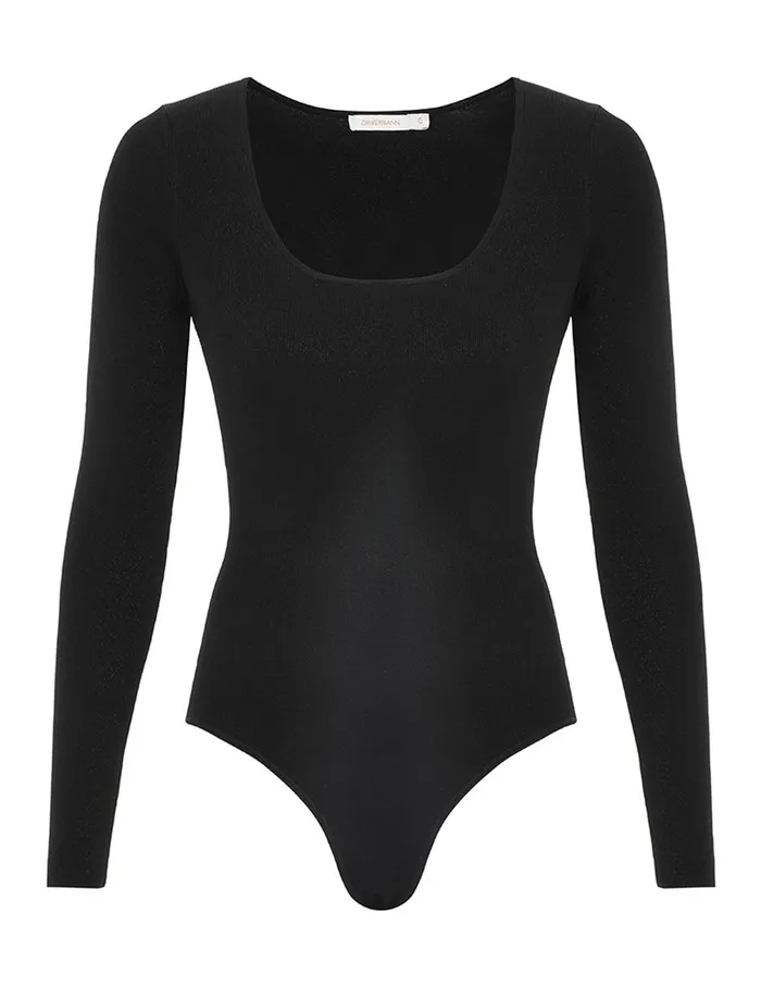 Women Knitwear Zimmermann Illustration Knit Bodysuit Black