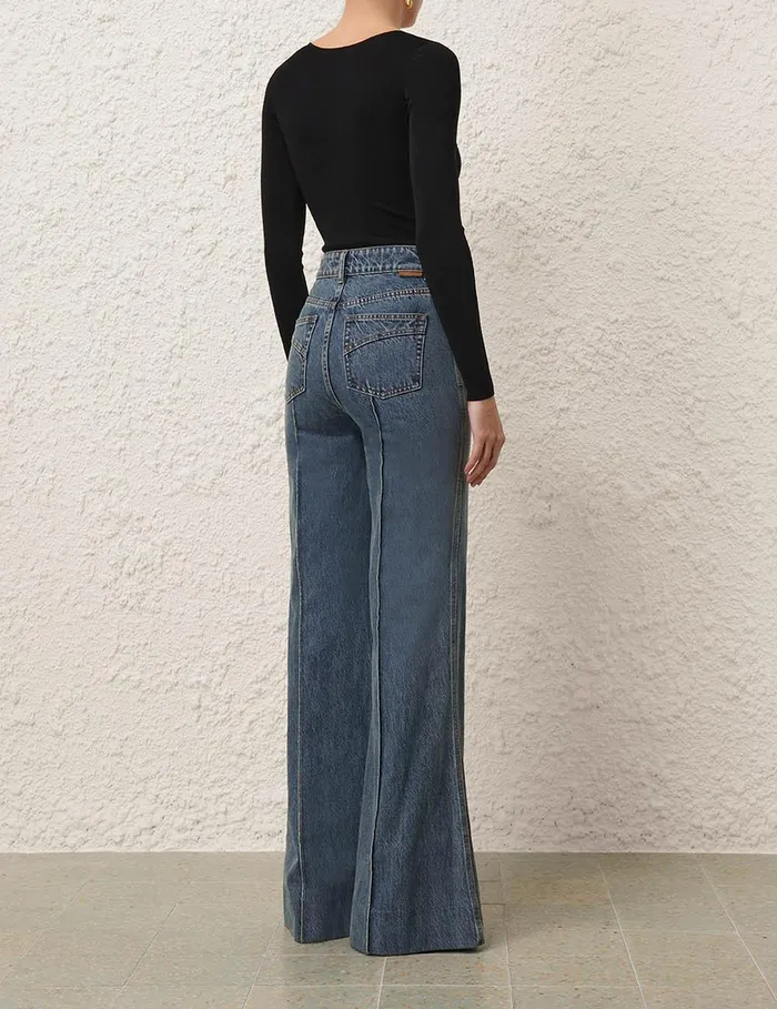 Women Knitwear Zimmermann Illustration Knit Bodysuit Black