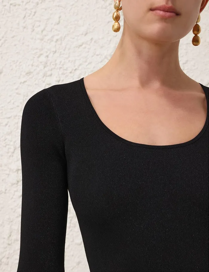 Women Knitwear Zimmermann Illustration Knit Bodysuit Black