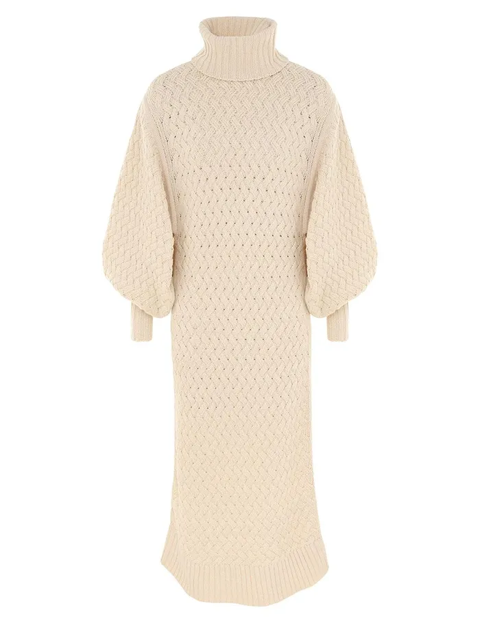 Women Knitwear Zimmermann Illustration Textured Dress Cream