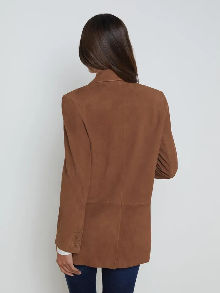 Women L039Agence Blazers and Jackets New Aimee Suede Blazer Cognac Women L039Agence Blazers and Jackets New Aimee Suede Blazer Cognac