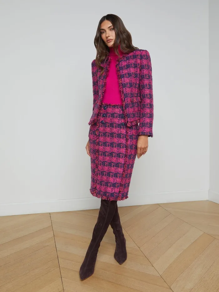 Women L039Agence Blazers and Jackets New Angelina Tweed Jacket Midnightacairuby Tweed Women L039Agence Blazers and Jackets New Angelina Tweed Jacket Midnightacairuby Tweed