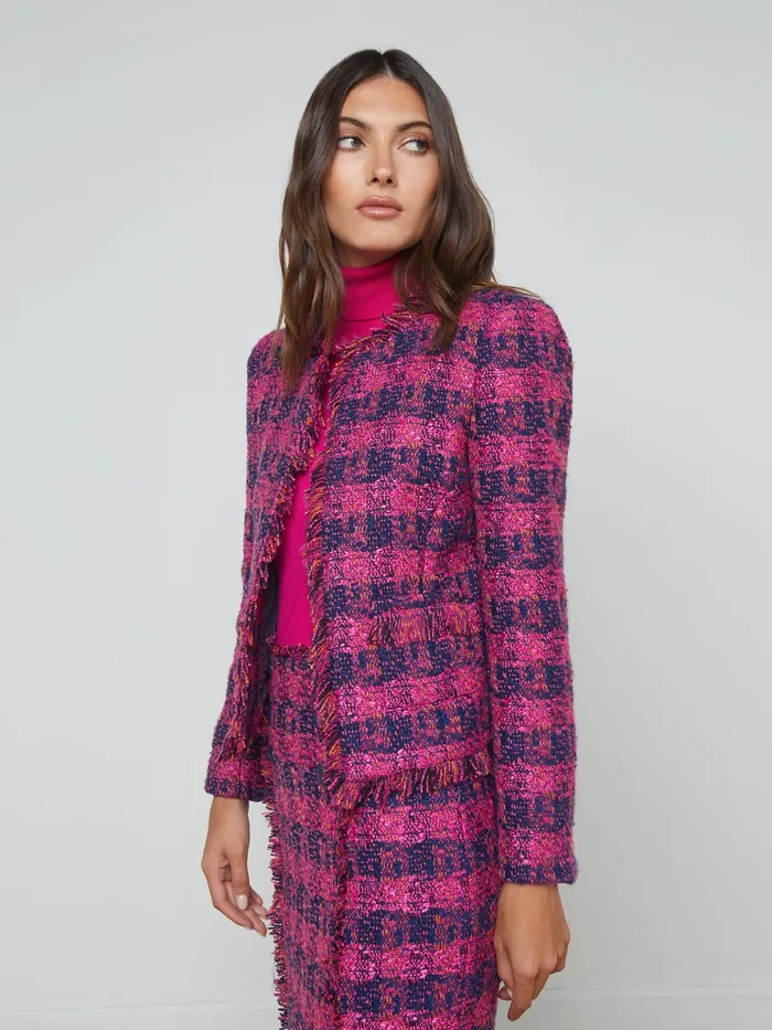 Women L039Agence Blazers and Jackets New Angelina Tweed Jacket Midnightacairuby Tweed Women L039Agence Blazers and Jackets New Angelina Tweed Jacket Midnightacairuby Tweed