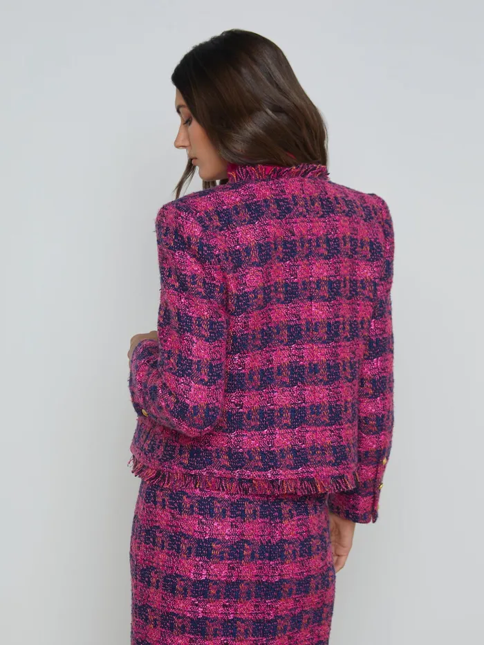 Women L039Agence Blazers and Jackets New Angelina Tweed Jacket Midnightacairuby Tweed Women L039Agence Blazers and Jackets New Angelina Tweed Jacket Midnightacairuby Tweed