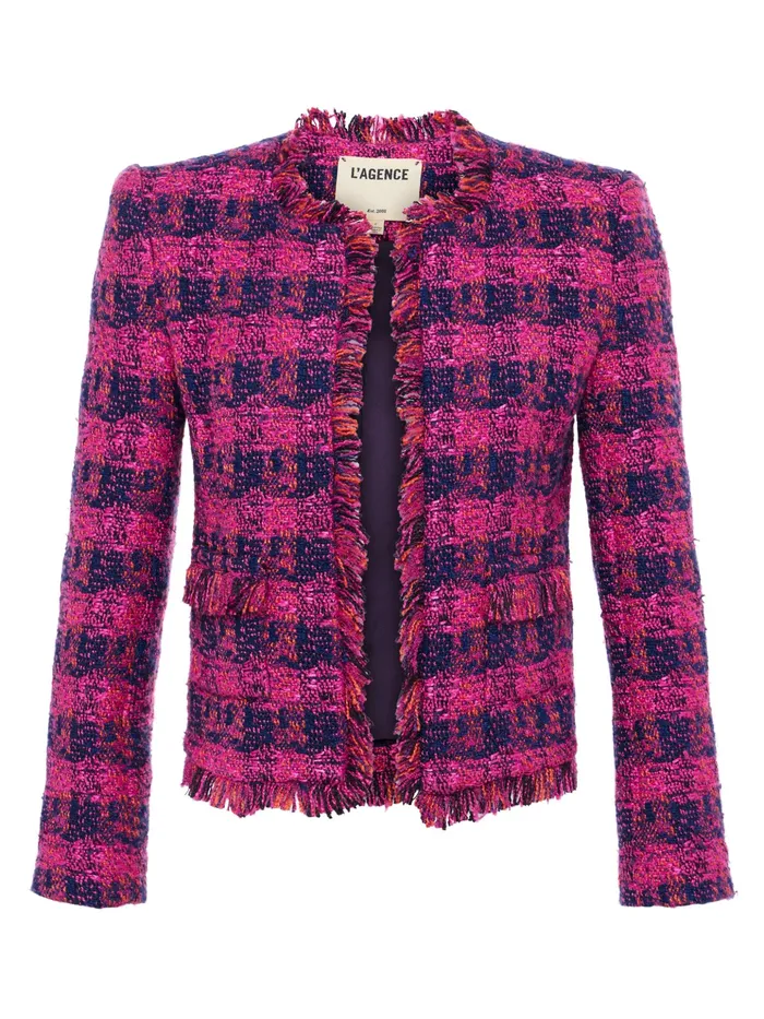 Women L039Agence Blazers and Jackets New Angelina Tweed Jacket Midnightacairuby Tweed Women L039Agence Blazers and Jackets New Angelina Tweed Jacket Midnightacairuby Tweed