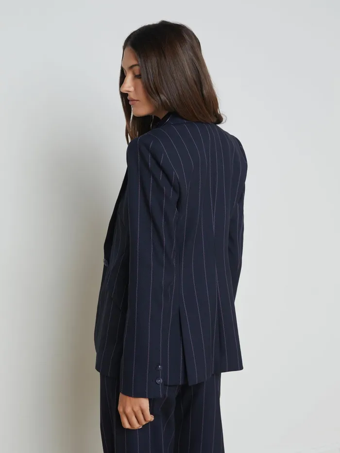 Women L039Agence Blazers and Jackets New Chamberlain Pinstriped Blazer Midnightlight Purple Pinstripe