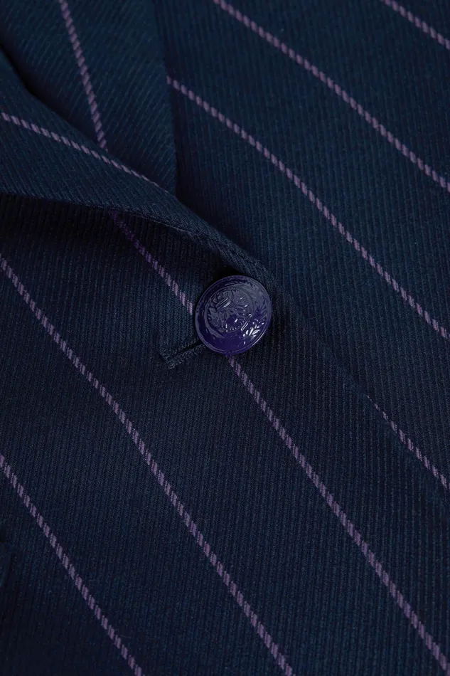 Women L039Agence Blazers and Jackets New Chamberlain Pinstriped Blazer Midnightlight Purple Pinstripe