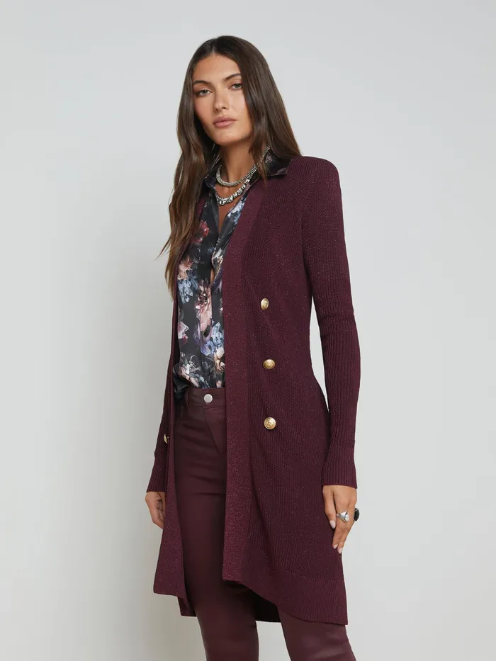 Women L039Agence Blazers and Jackets New Noe DoubleBreasted Cardigan Dark Wine Women L039Agence Blazers and Jackets New Noe DoubleBreasted Cardigan Dark Wine