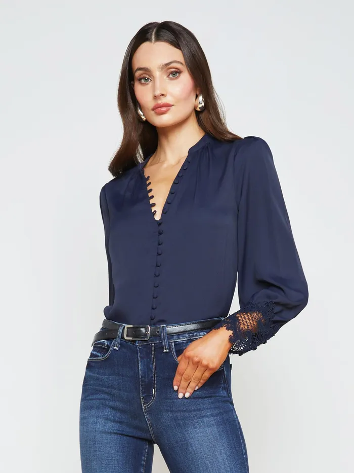 Women L039Agence Blouses and Tops Ava Blouse Midnight