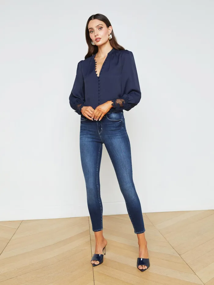 Women L039Agence Blouses and Tops Ava Blouse Midnight Women L039Agence Blouses and Tops Ava Blouse Midnight