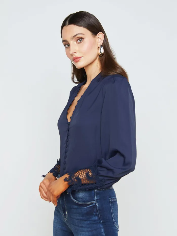 Women L039Agence Blouses and Tops Ava Blouse Midnight Women L039Agence Blouses and Tops Ava Blouse Midnight
