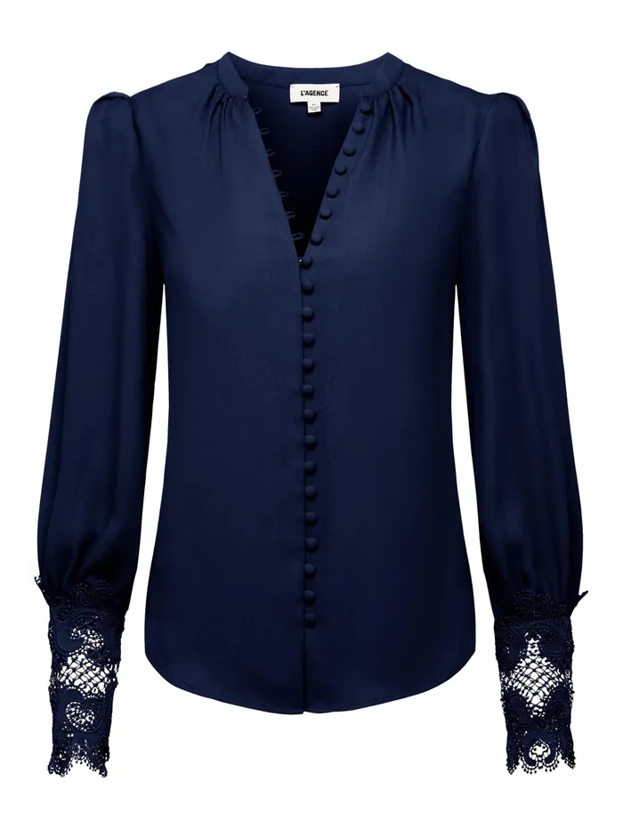 Women L039Agence Blouses and Tops Ava Blouse Midnight Women L039Agence Blouses and Tops Ava Blouse Midnight