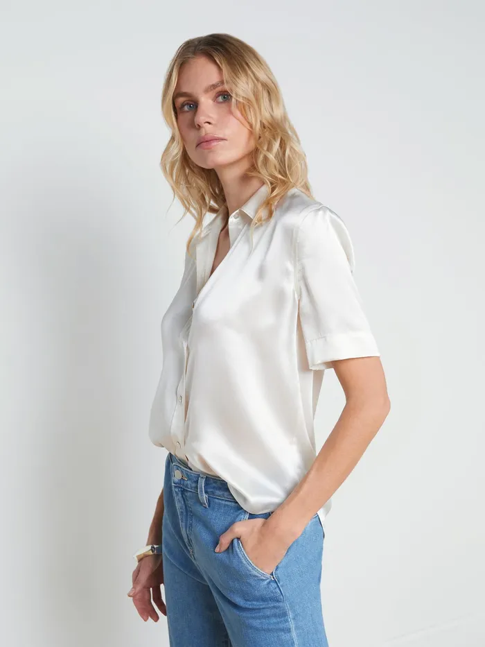 Women L039Agence Blouses and Tops Ellah Silk Blouse Ivory Women L039Agence Blouses and Tops Ellah Silk Blouse Ivory