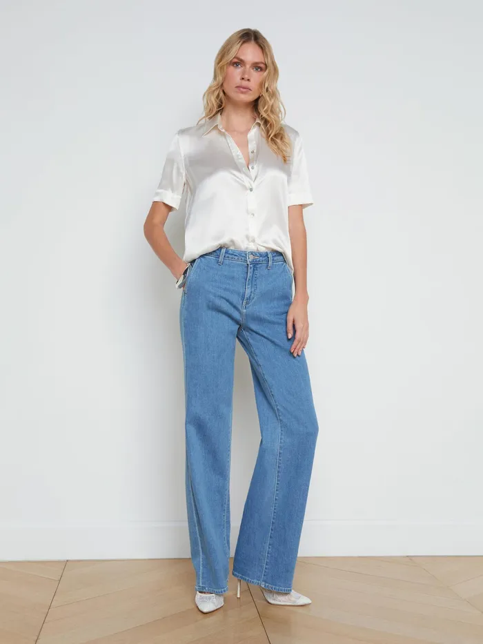 Women L039Agence Blouses and Tops Ellah Silk Blouse Ivory Women L039Agence Blouses and Tops Ellah Silk Blouse Ivory