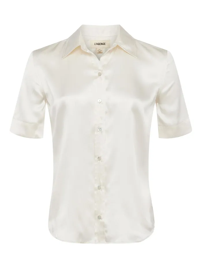 Women L039Agence Blouses and Tops Ellah Silk Blouse Ivory Women L039Agence Blouses and Tops Ellah Silk Blouse Ivory