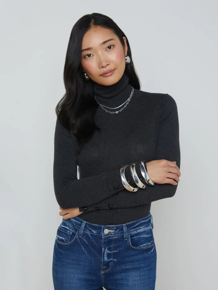 Women L039Agence Blouses and Tops Flora Turtleneck Charcoalblack