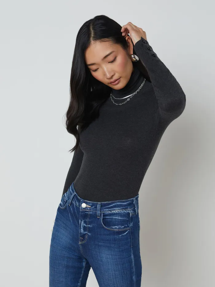 Women L039Agence Blouses and Tops Flora Turtleneck Charcoalblack Women L039Agence Blouses and Tops Flora Turtleneck Charcoalblack