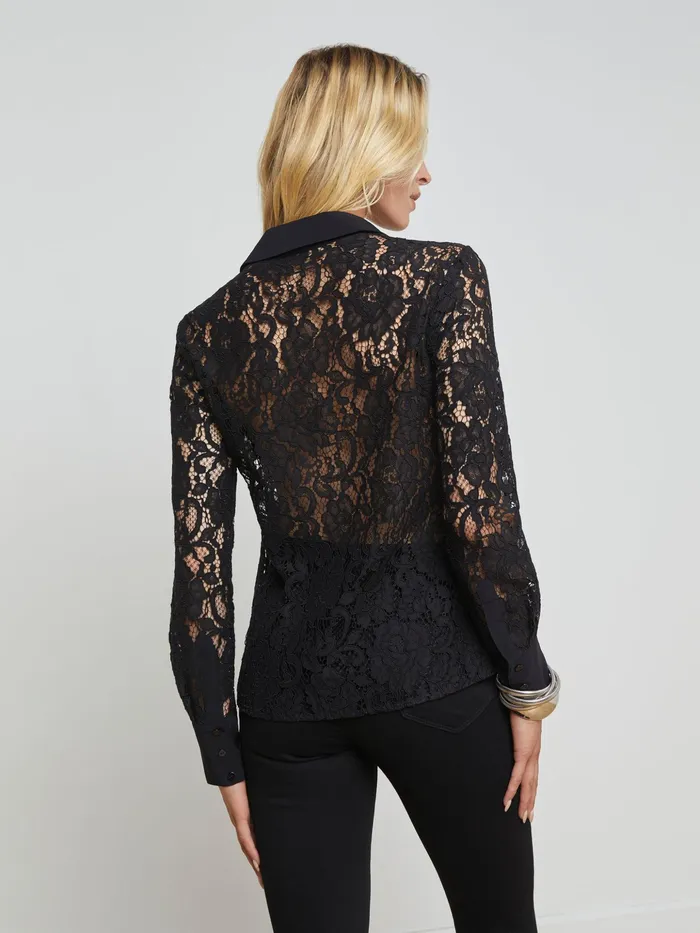 Women L039Agence Blouses and Tops Maia Lace Blouse Black Women L039Agence Blouses and Tops Maia Lace Blouse Black