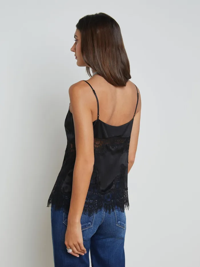 Women L039Agence Blouses and Tops Mitsu Silk Lace Camisole Black Women L039Agence Blouses and Tops Mitsu Silk Lace Camisole Black