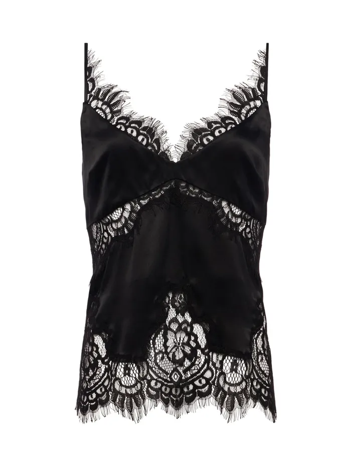 Women L039Agence Blouses and Tops Mitsu Silk Lace Camisole Black Women L039Agence Blouses and Tops Mitsu Silk Lace Camisole Black