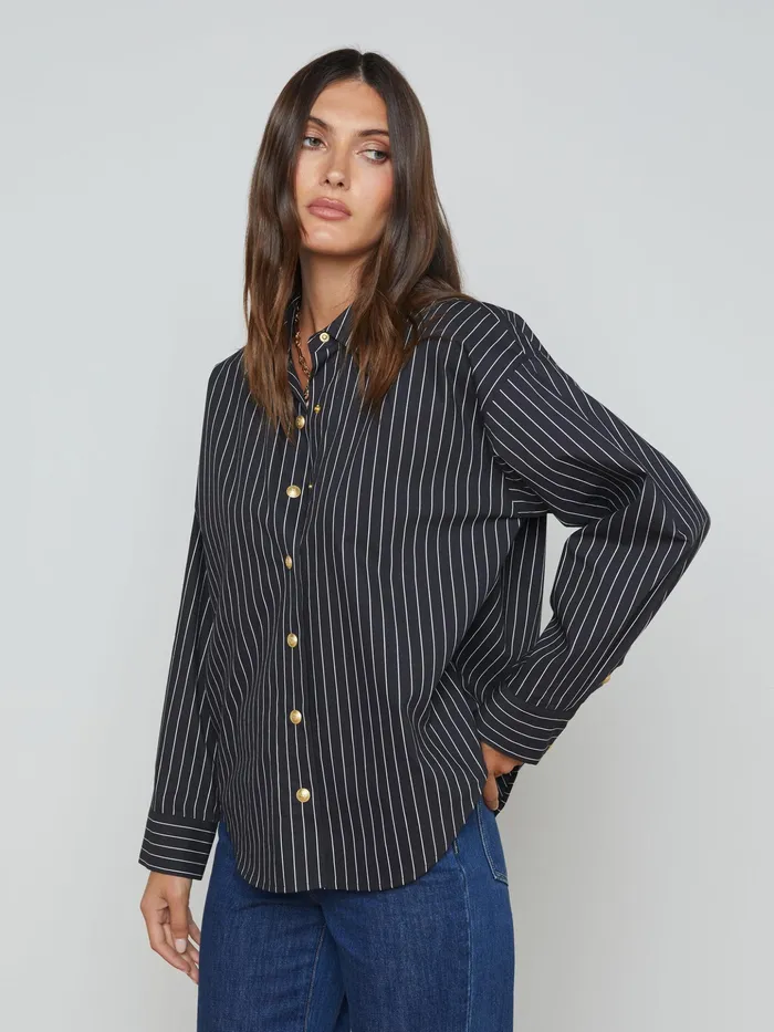 Women L039Agence Blouses and Tops Ripley Oversized ButtonDown Shirt Blackwhite Pinstripe Women L039Agence Blouses and Tops Ripley Oversized ButtonDown Shirt Blackwhite Pinstripe
