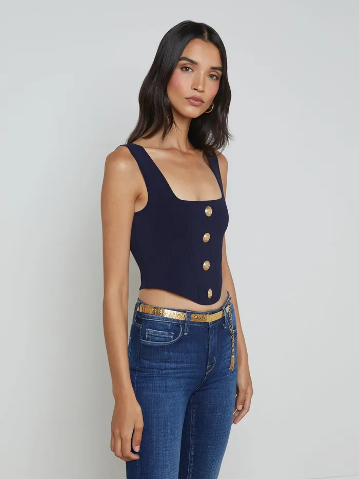 Women L039Agence Blouses and Tops Saga Top Midnightgold Women L039Agence Blouses and Tops Saga Top Midnightgold