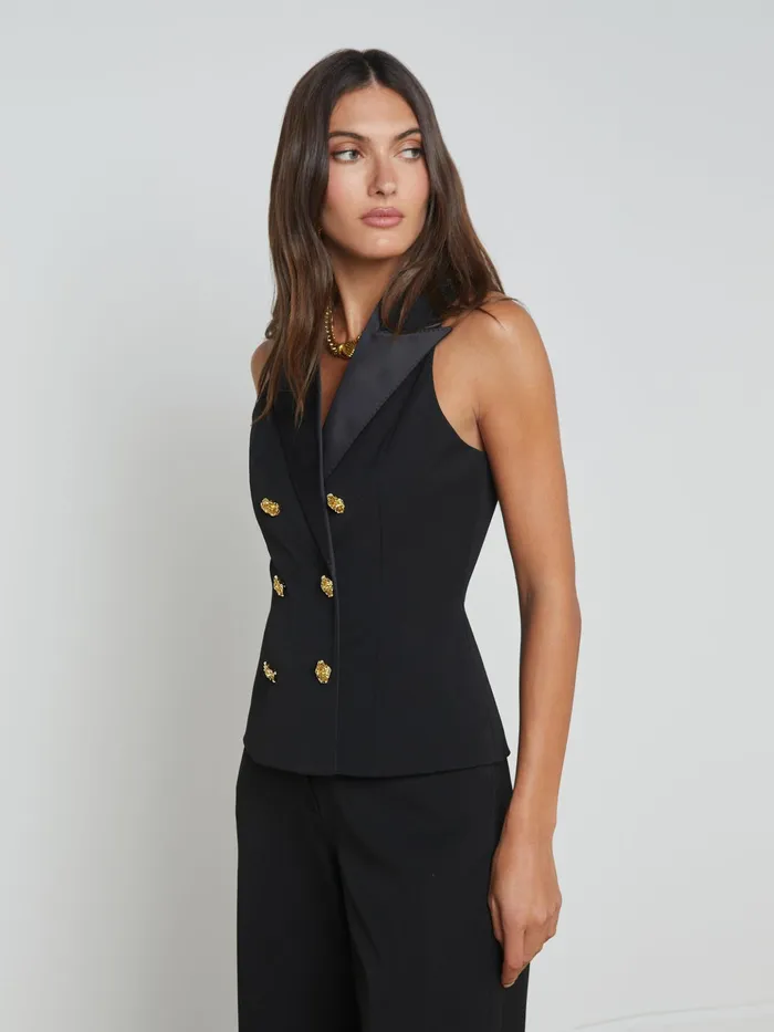 Women L039Agence Blouses and Tops Vesper Tuxedo Vest Black Women L039Agence Blouses and Tops Vesper Tuxedo Vest Black