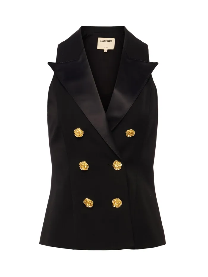 Women L039Agence Blouses and Tops Vesper Tuxedo Vest Black Women L039Agence Blouses and Tops Vesper Tuxedo Vest Black