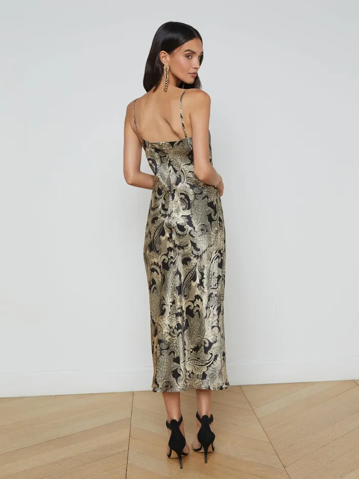 Women L039Agence Dresses and Jumpsuits Seridie Silk Slip Dress Gold Multi Textured Paisley Women L039Agence Dresses and Jumpsuits Seridie Silk Slip Dress Gold Multi Textured Paisley