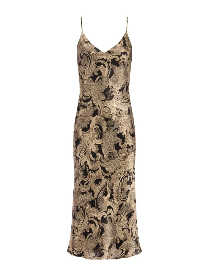 Women L039Agence Dresses and Jumpsuits Seridie Silk Slip Dress Gold Multi Textured Paisley Women L039Agence Dresses and Jumpsuits Seridie Silk Slip Dress Gold Multi Textured Paisley