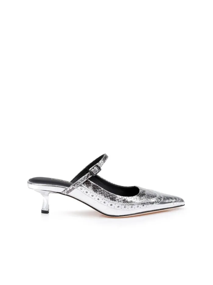Women L039Agence Heels Elle Patent Leather Mule Silver Patent Leather