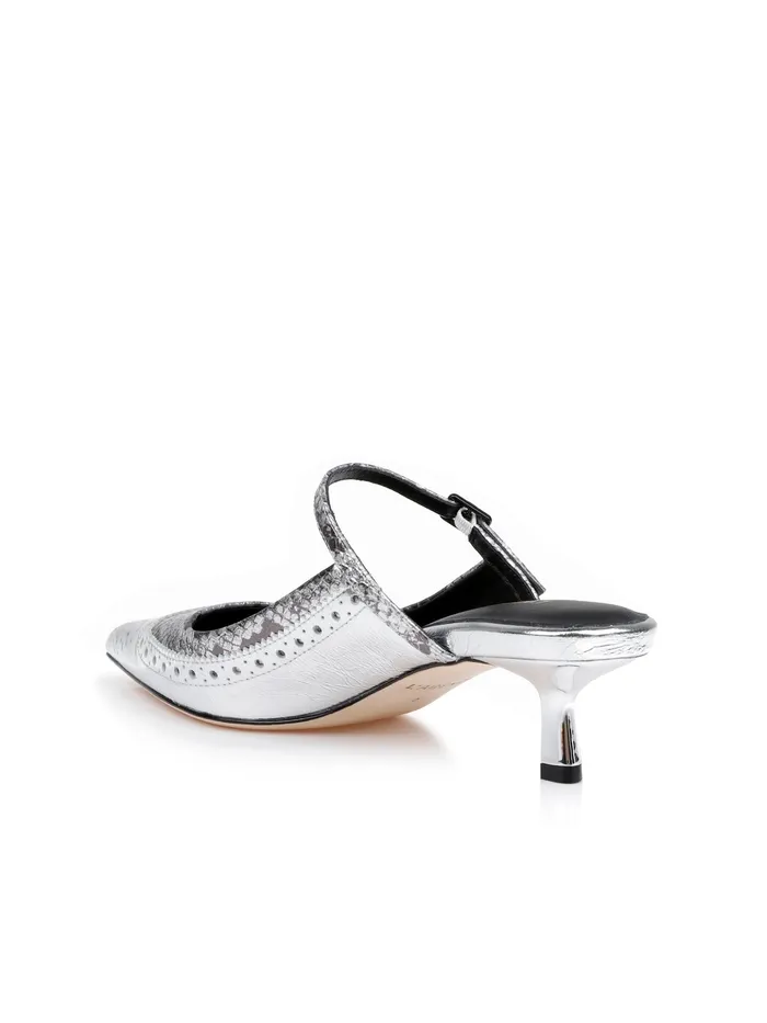 Women L039Agence Heels Elle Patent Leather Mule Silver Patent Leather Women L039Agence Heels Elle Patent Leather Mule Silver Patent Leather