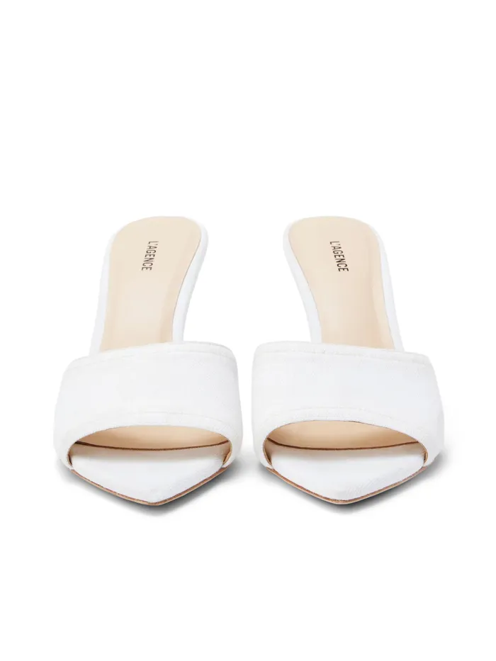 Women L039Agence Heels Lolita Open Toe Mule White Denim Women L039Agence Heels Lolita Open Toe Mule White Denim