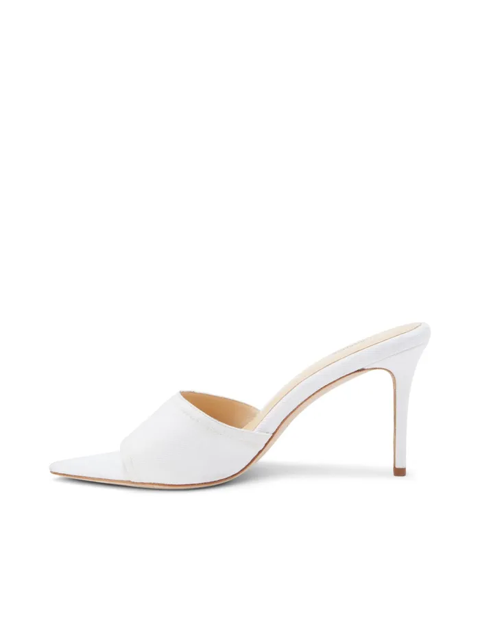 Women L039Agence Heels Lolita Open Toe Mule White Denim Women L039Agence Heels Lolita Open Toe Mule White Denim