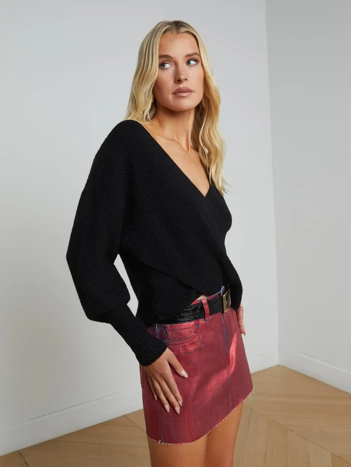 Women L039Agence Knitwear Antonella Crossover Sweater Black Women L039Agence Knitwear Antonella Crossover Sweater Black