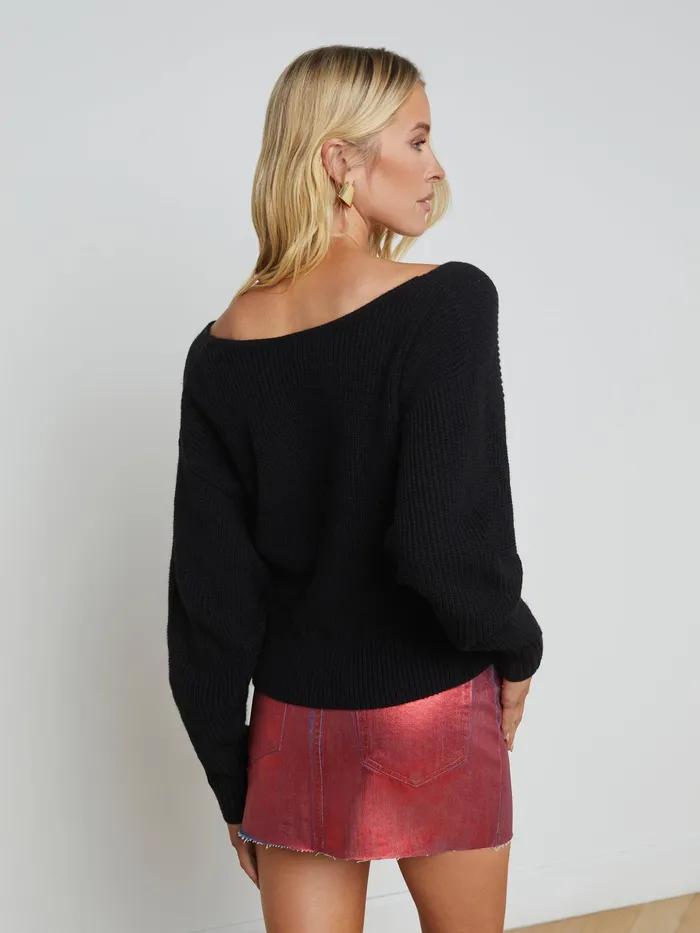 Women L039Agence Knitwear Antonella Crossover Sweater Black Women L039Agence Knitwear Antonella Crossover Sweater Black