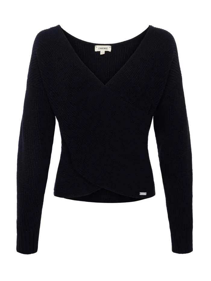 Women L039Agence Knitwear Antonella Crossover Sweater Black Women L039Agence Knitwear Antonella Crossover Sweater Black
