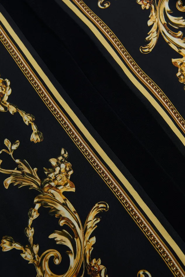 Women L039Agence Knitwear Beverly Silk Panel Cardigan Blackgold Barocco Swirl Scarf Women L039Agence Knitwear Beverly Silk Panel Cardigan Blackgold Barocco Swirl Scarf