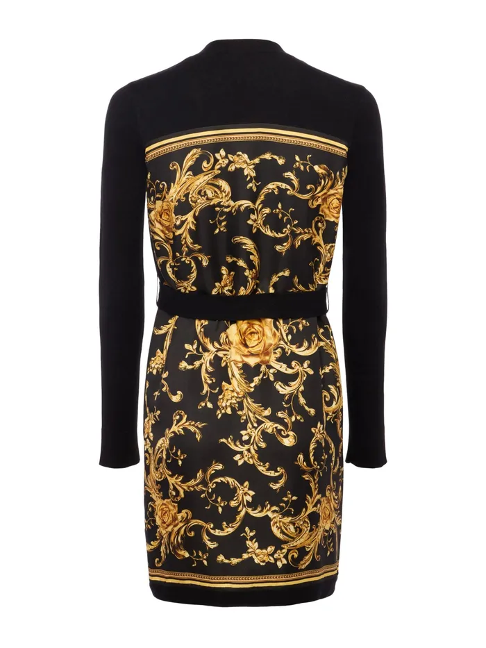 Women L039Agence Knitwear Beverly Silk Panel Cardigan Blackgold Barocco Swirl Scarf Women L039Agence Knitwear Beverly Silk Panel Cardigan Blackgold Barocco Swirl Scarf
