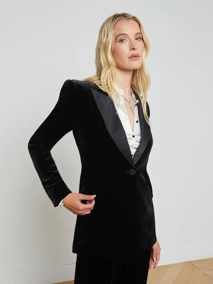 Women L039Agence Matching Sets Sheila Velvet Blazer Black Women L039Agence Matching Sets Sheila Velvet Blazer Black