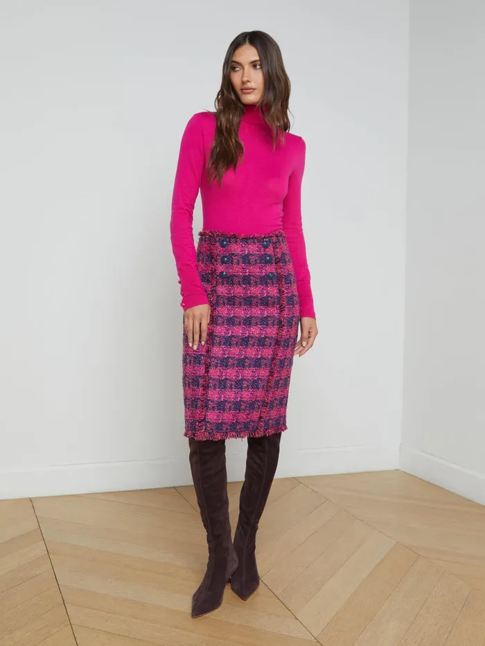 Women L039Agence Skirts Kitty Tweed Pencil Skirt Midnightacairuby Tweed